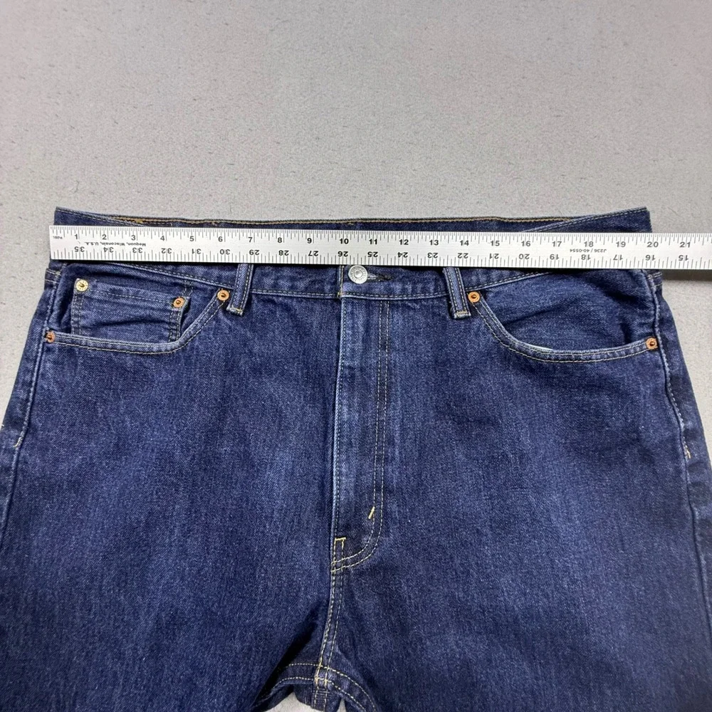 505 Levis Regular Fit Straight Leg Dark Wash Indigo Denim Jeans Mens 40x29